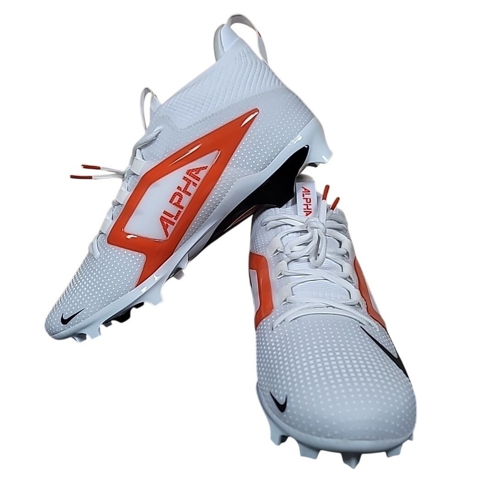 Nike Alpha Menace Elite 4 White Orange Football Cleat FZ7701-104 Men's Size 13.5